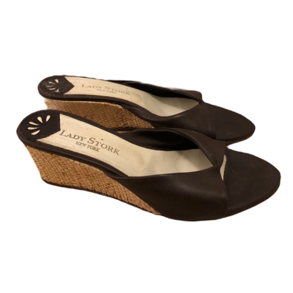 Lady Stork Wedges, Brown, Size: 9
